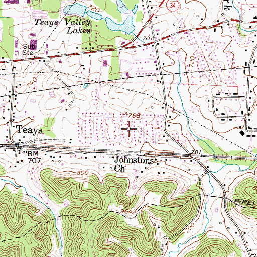 Topographic Map of Teays Village, WV