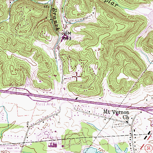 Topographic Map of The Ridge Estates, WV