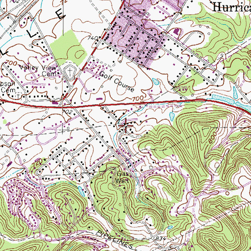 Topographic Map of Thompson Heights, WV