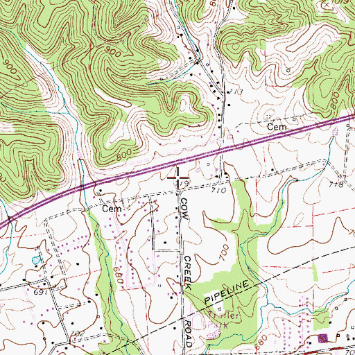 Topographic Map of Valley View Estates, WV