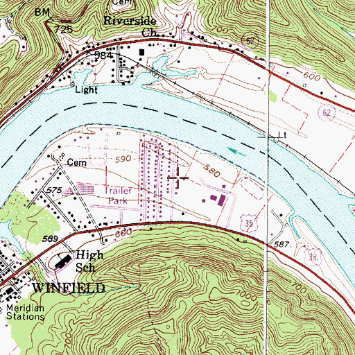 Topographic Map of Westland Estates, WV
