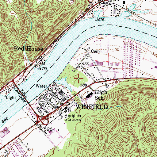 Topographic Map of Woodbend Cove, WV