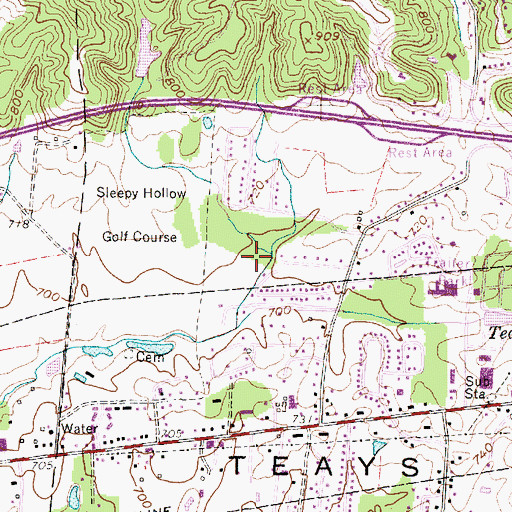 Topographic Map of Woods and Irons South, WV
