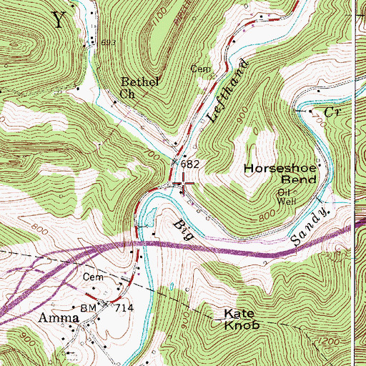 Topographic Map of Amma Post Office, WV
