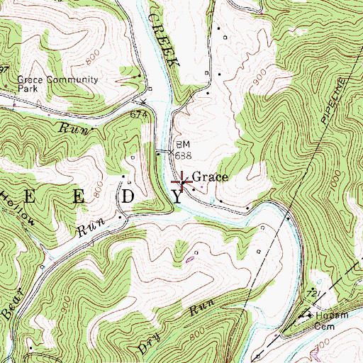 Topographic Map of Boggs School (historical), WV