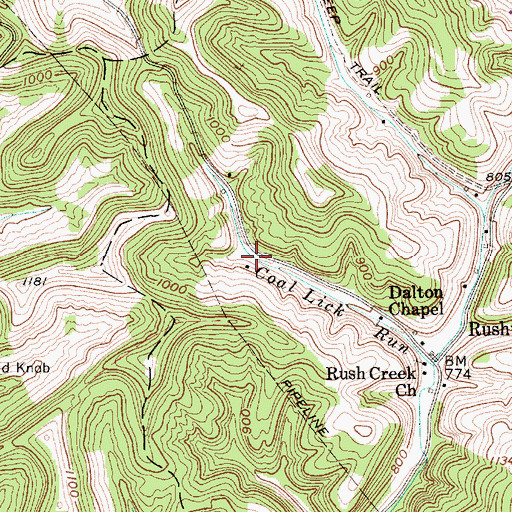 Topographic Map of Buffalolick (historical), WV
