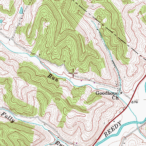 Topographic Map of Cain Run School (historical), WV