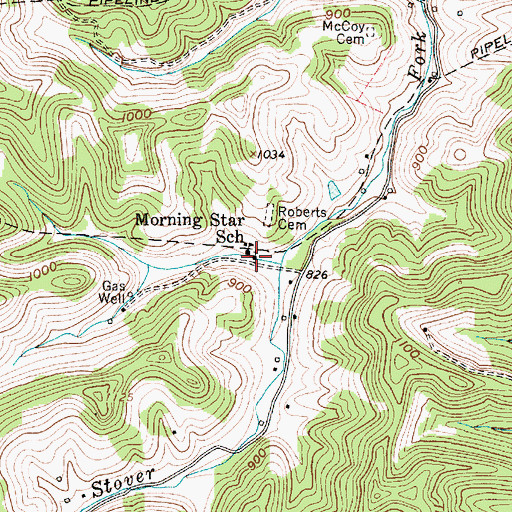 Topographic Map of Cherry Valley Church, WV
