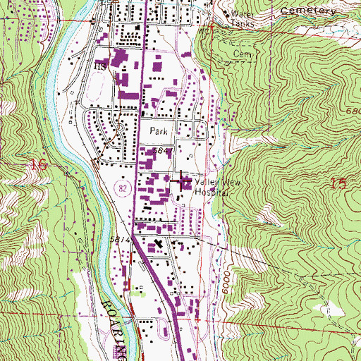 Topographic Map of Valley View Hospital, CO