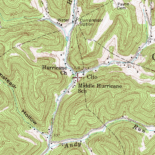 Topographic Map of Clio Post Office, WV