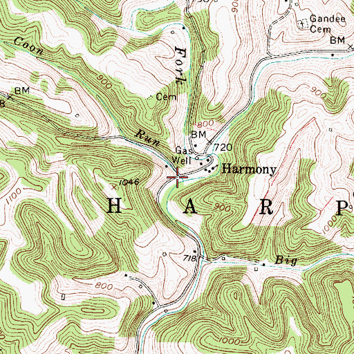 Topographic Map of Coon Hollow, WV