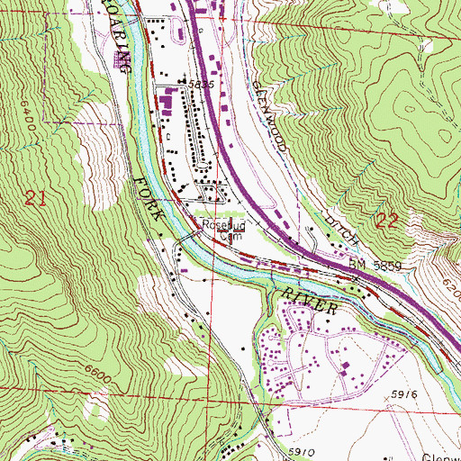 Topographic Map of Rosebud Cemetery, CO