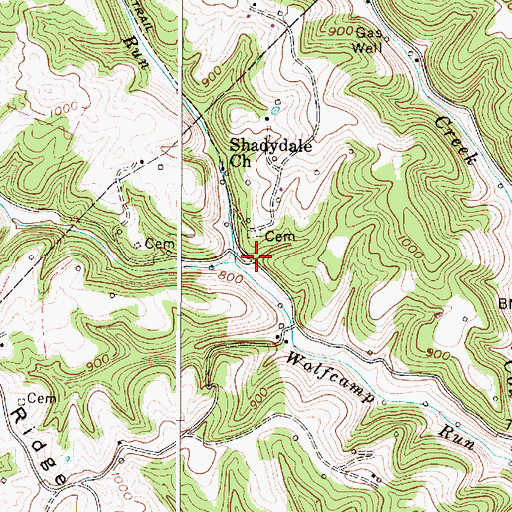 Topographic Map of Flatfork, WV