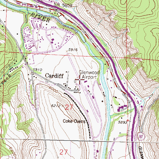 Topographic Map of Glenwood Springs Municipal Airport, CO