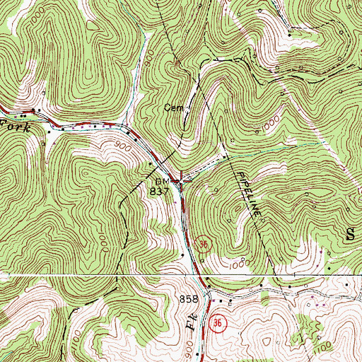 Topographic Map of Graux, WV
