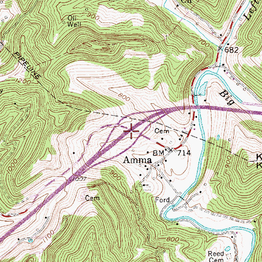 Topographic Map of Interchange 25, WV