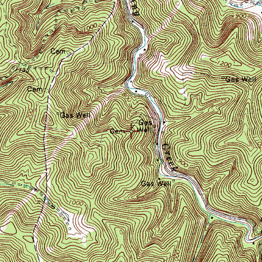 Topographic Map of King Cemetery, WV