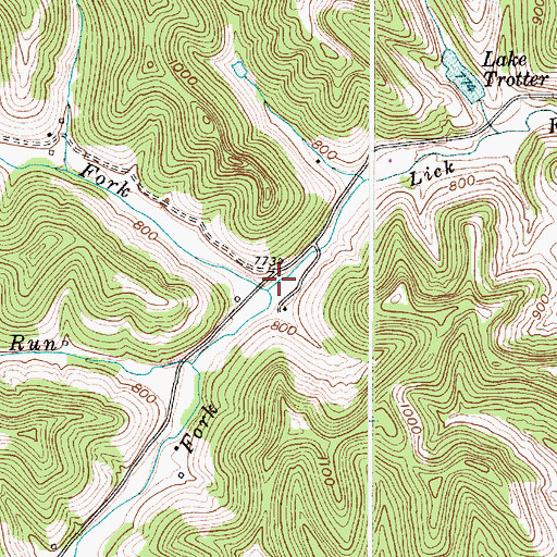 Topographic Map of Leaning Oak, WV