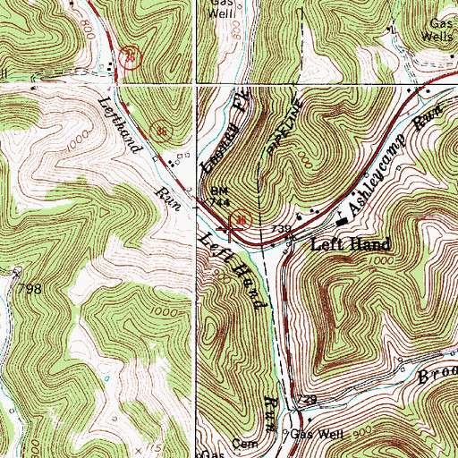 Topographic Map of Left Hand Post Office, WV