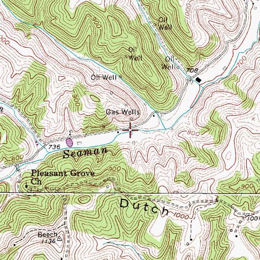 Topographic Map of Long Bottom School (historical), WV