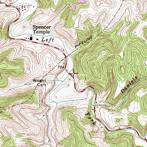 Topographic Map of Lower Vandal School (historical), WV