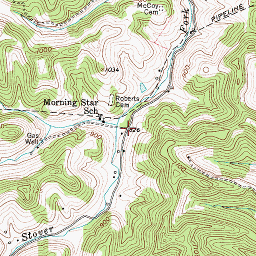 Topographic Map of Morning Star, WV