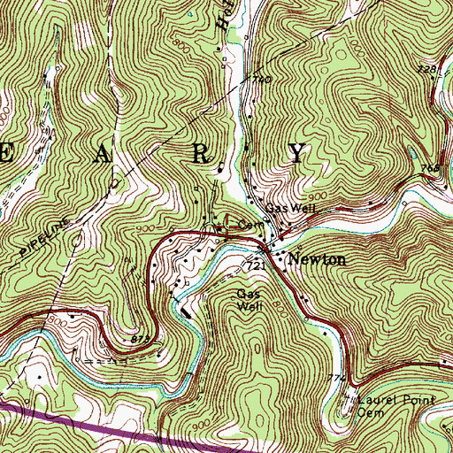 Topographic Map of Newton Baptist Church, WV