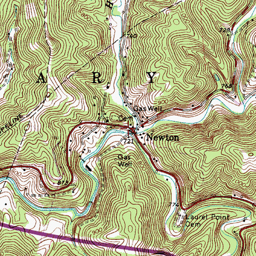 Topographic Map of Newton Post Office, WV