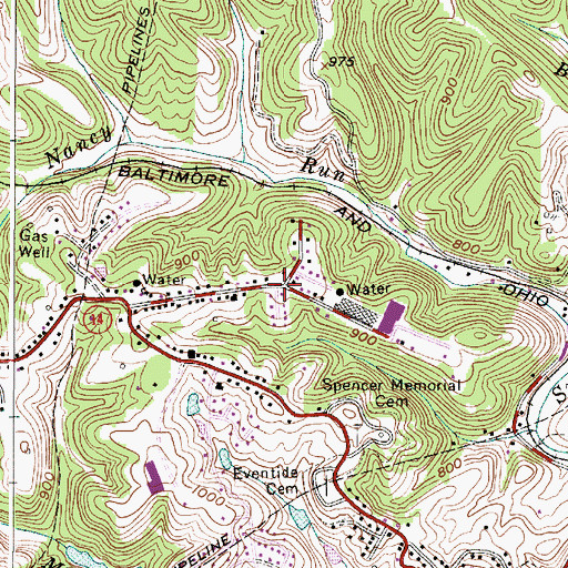 Topographic Map of Oak Drive Subdivision, WV
