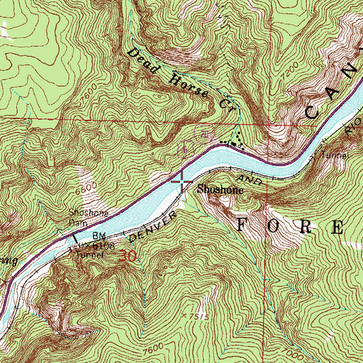 Topographic Map of Shoshone, CO