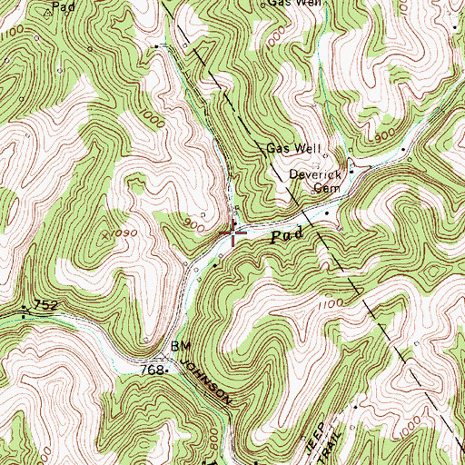 Topographic Map of Pad (historical), WV