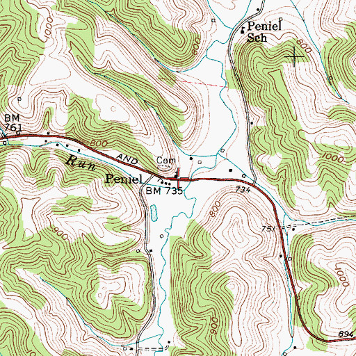 Topographic Map of Peniel Community Church, WV