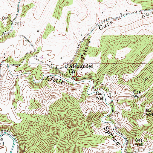 Topographic Map of Peters Run School (historical), WV