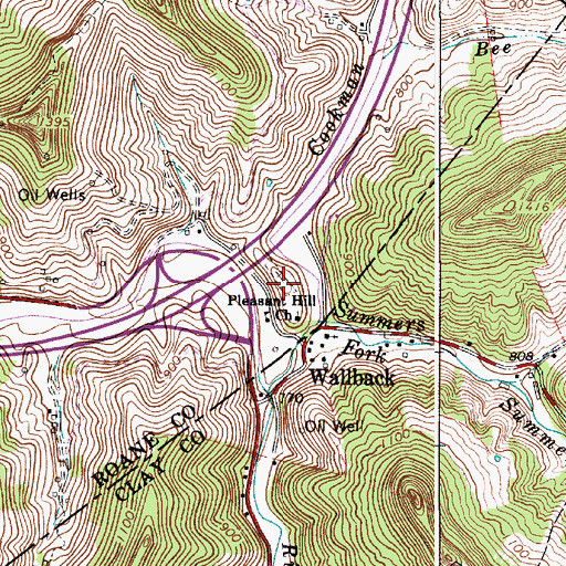 Topographic Map of Pleasant Hill Cemetery, WV