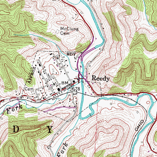 Topographic Map of Reedy Post Office, WV