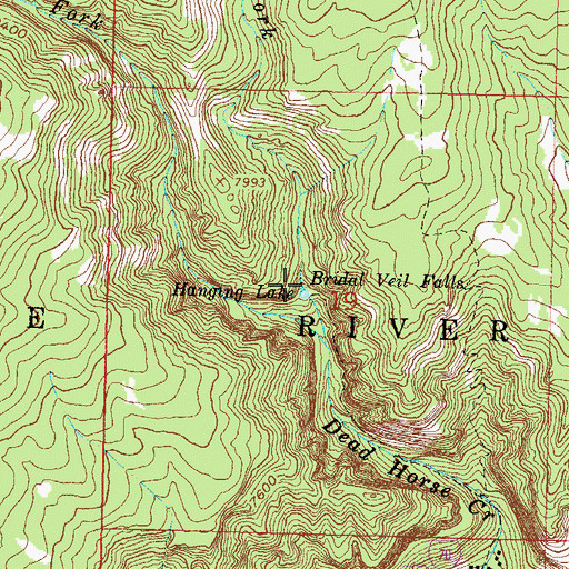 Topographic Map of Bridal Veil Falls, CO