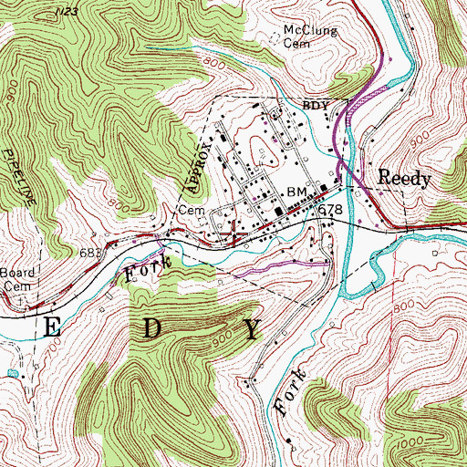 Topographic Map of Reedy United Methodist Church, WV