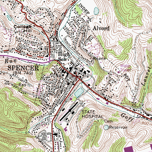 Topographic Map of Roane County Courthouse, WV