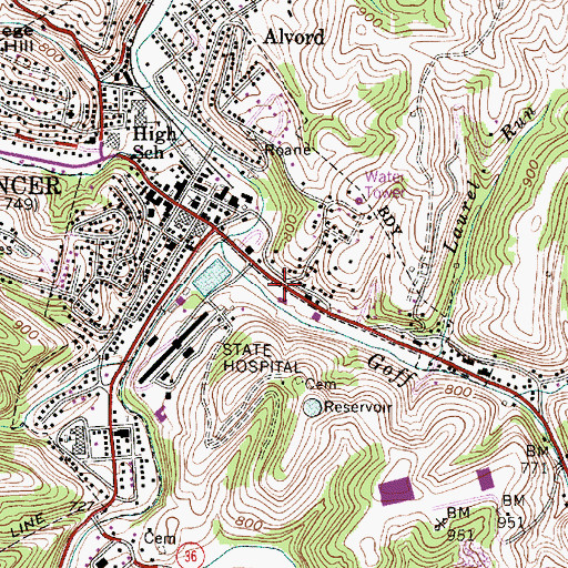 Topographic Map of Roane County Health Clinic (historical), WV