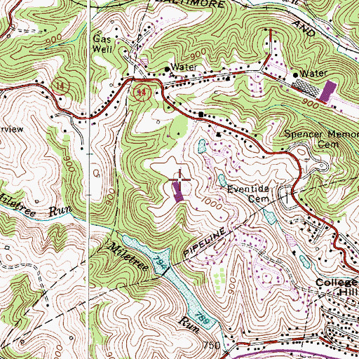Topographic Map of Roane General Hospital, WV