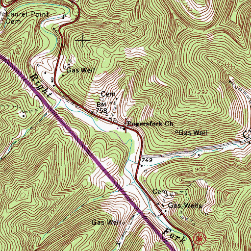 Topographic Map of Rogers Fork School (historical), WV