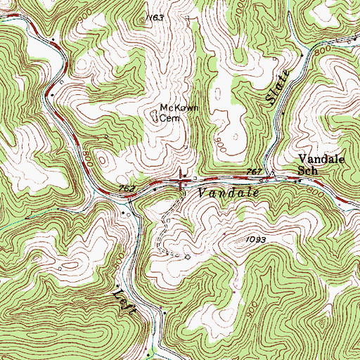 Topographic Map of Schilling, WV