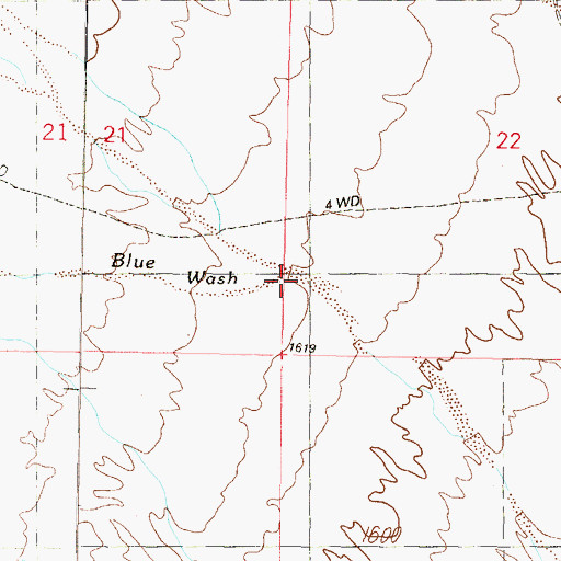 Topographic Map of Blue Wash, AZ