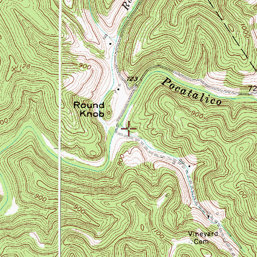 Topographic Map of Shamblings Mills (historical), WV