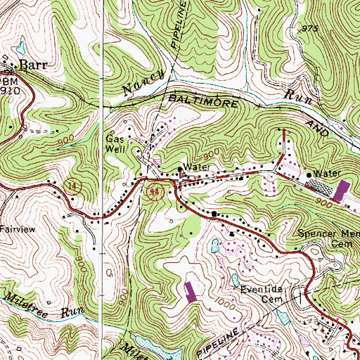 Topographic Map of Spencer Church of the Nazarene, WV