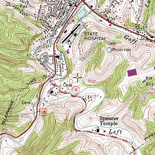 Topographic Map of Spencer Elementary School, WV