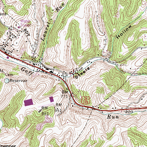 Topographic Map of Steele Hollow Community Church, WV