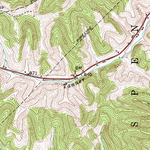 Topographic Map of Tanner Run School (historical), WV