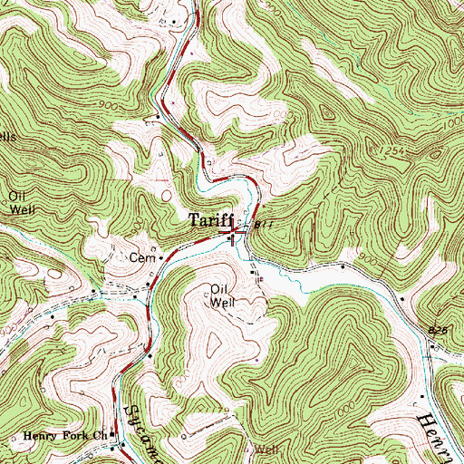 Topographic Map of Tariff Post Office, WV