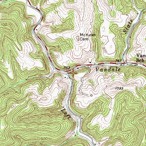Topographic Map of Upper Vandal School (historical), WV